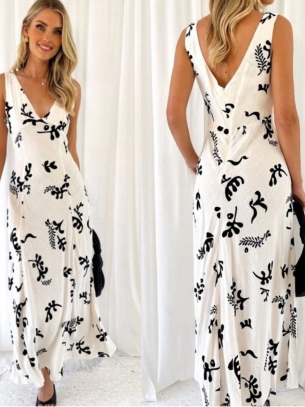 PAPER HEART Women Anthropologie Linen-Blend Maxi Dress | M